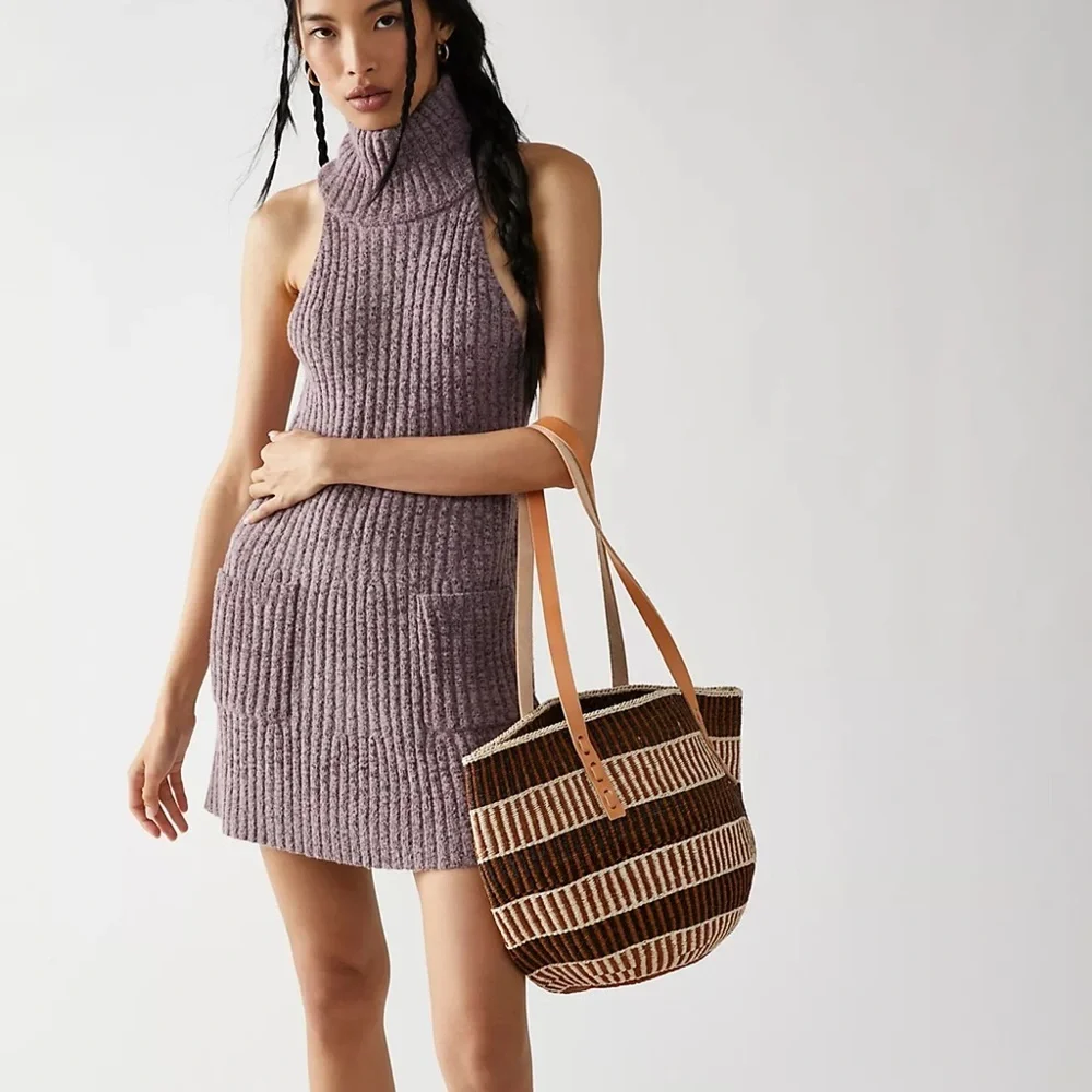 Free People Claude Mini Dress Pull On Oversized Turtleneck Soft‎ Stretch Knit M